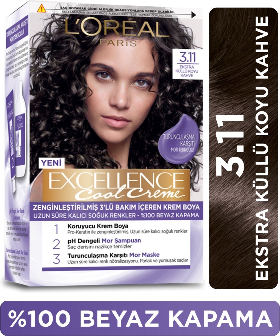 L'Oréal Paris L’oréal Paris Excellence Cool Creme Saç Boyası – 3.11 Ekstra Küllü Koyu Kahve