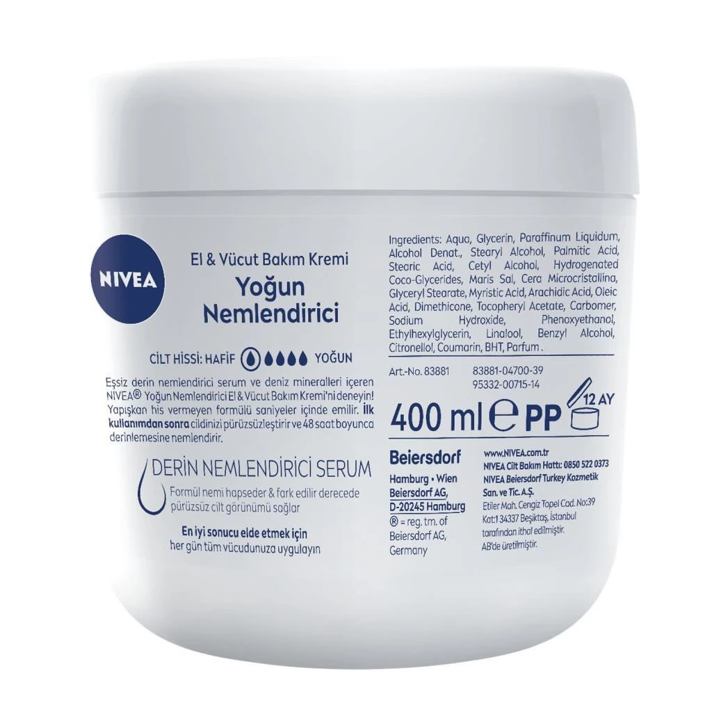 Nivea Yoğun Nemlendirici El & Vücut Bakım Kremi 400 ML