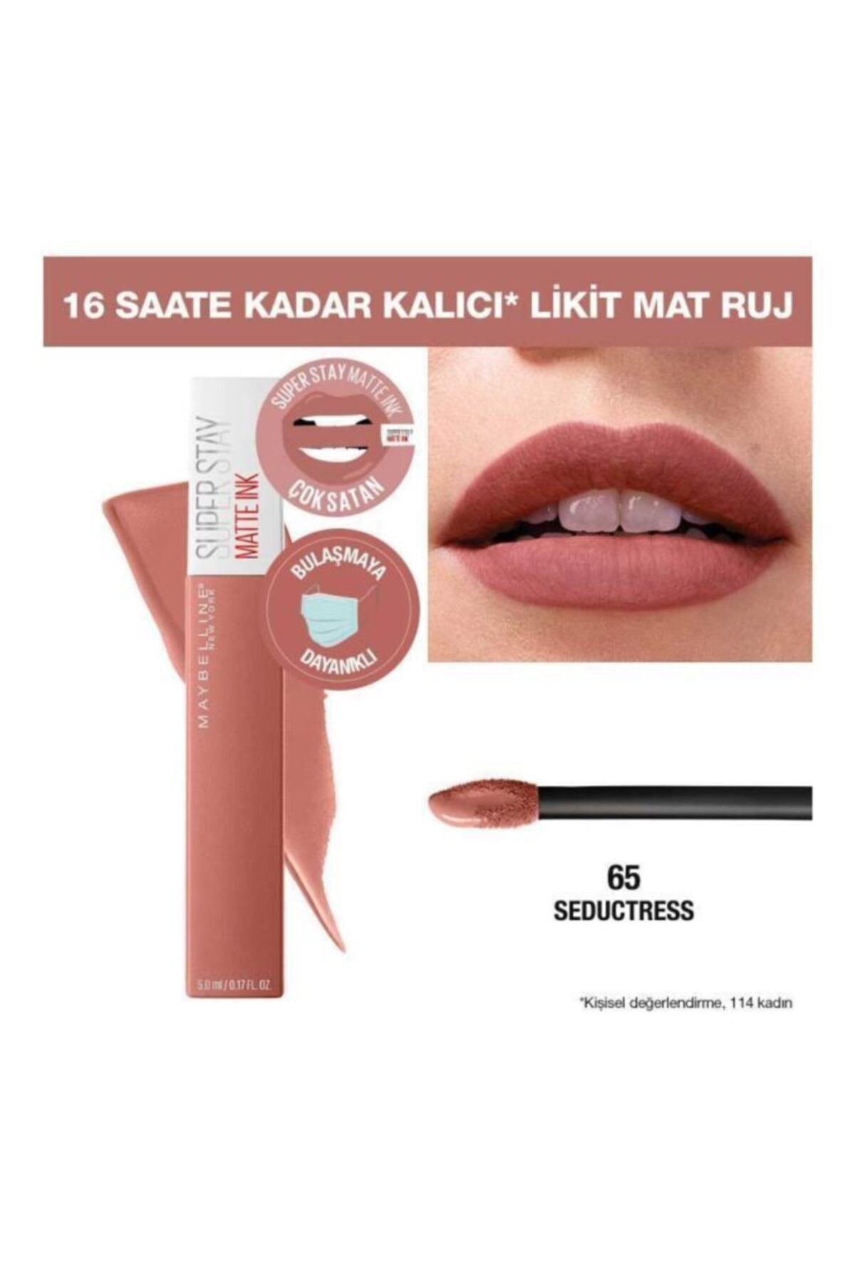 Maybelline New York Stay Matte Ink Unnude Likit Mat Ruj - 65 Seductress - Nude
