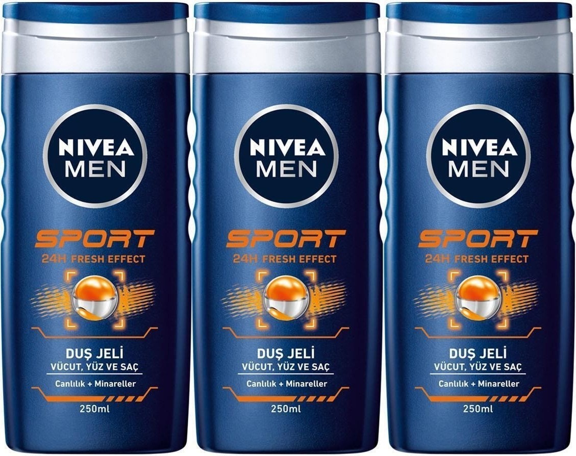 Nivea Nıvea Sport Erkek Banyo ve Duş Jeli 250 ml X3
