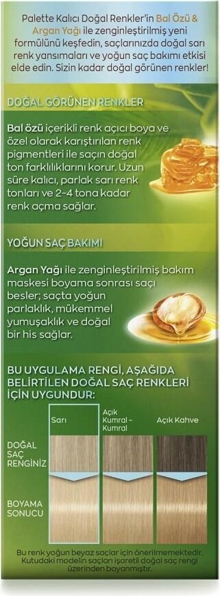  Palette Kalıcı Doğal Renkler 10-0 Açık Sarı Saç Boyası