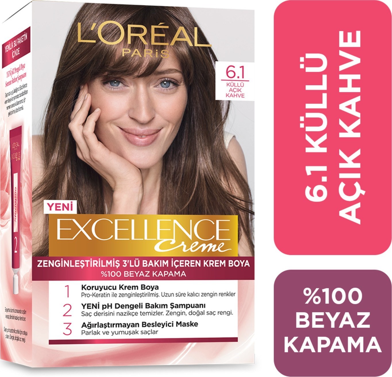 L'oréal Paris Excellence Creme Saç Boyası 6.1 Küllü Açık Kahve