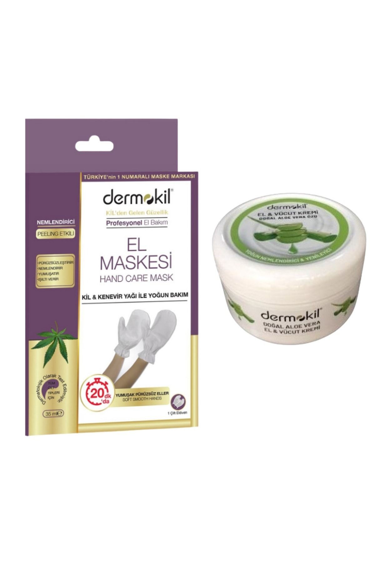 El Bakım Maskesi+ Nemlendirici El Yüz Bakım Kremi Aloe Vera Özlü 220 Ml