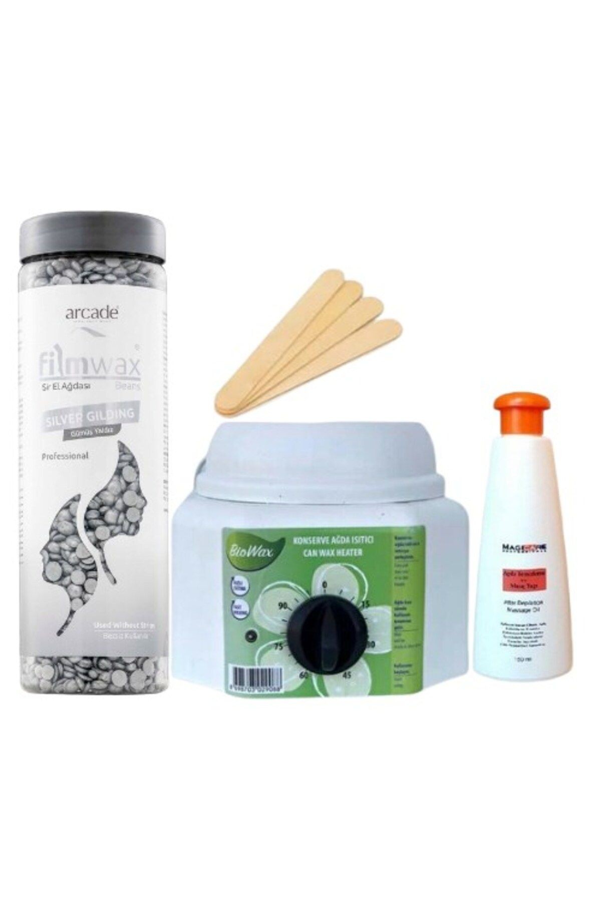 Filmwax Boncuklu Sir El Ağda 400 Gr Silver Gilding Gümüş Yaldız Ağda Isıtıcılı Set