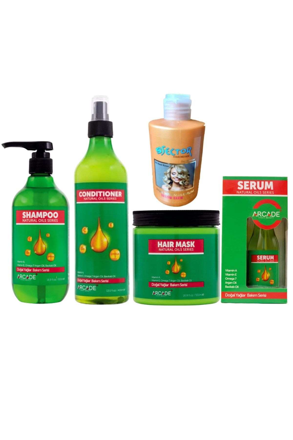 Doğal Yağlar Bakım Şampuanı 500 Ml 5 Li Özel Saç Bakım Seti