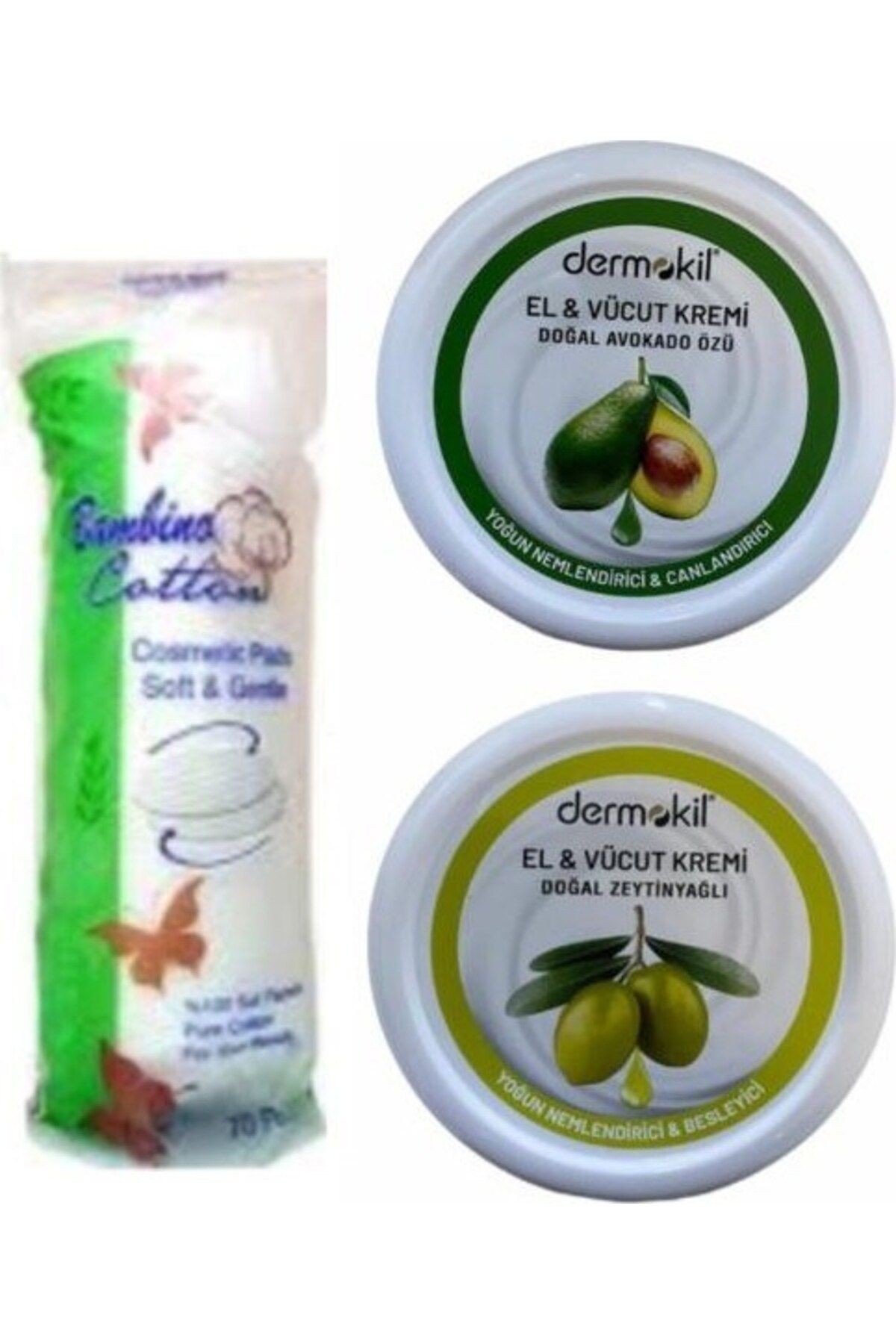 Avokado El Kremi + Zeytin Yağlı El Kremi + Makyaj Pamuğu