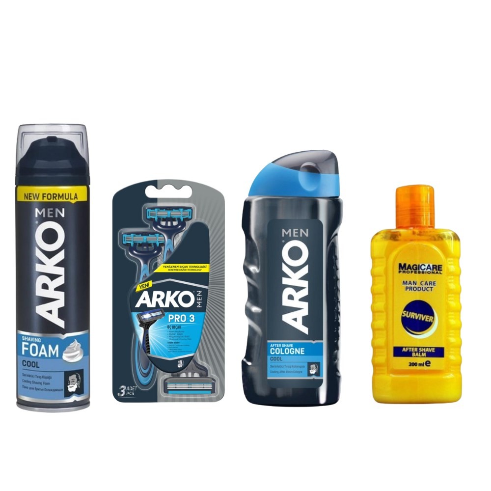 After Shave Balm Survıver 200 Ml+arko Men T3 Pro 3 Bıçaklı Tıraş Bıçağı 3'lü & Cool Tıraş K