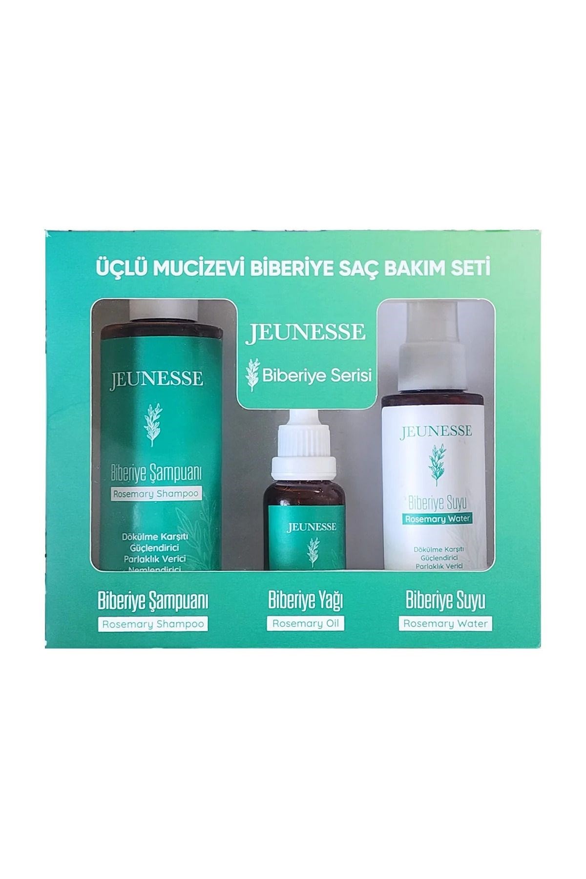 Jeunesse Üçlü Mucizevi Biberiye Saç Bakım Seti Biberiye Şampuan+ Biberiye Yağı + Biberiye Suyu