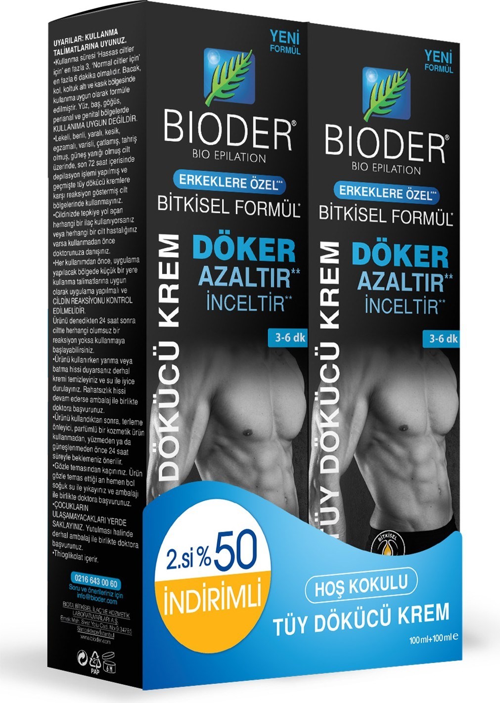 Bioder Erkeklere Özel Tüy Dökücü Krem 2X100ML