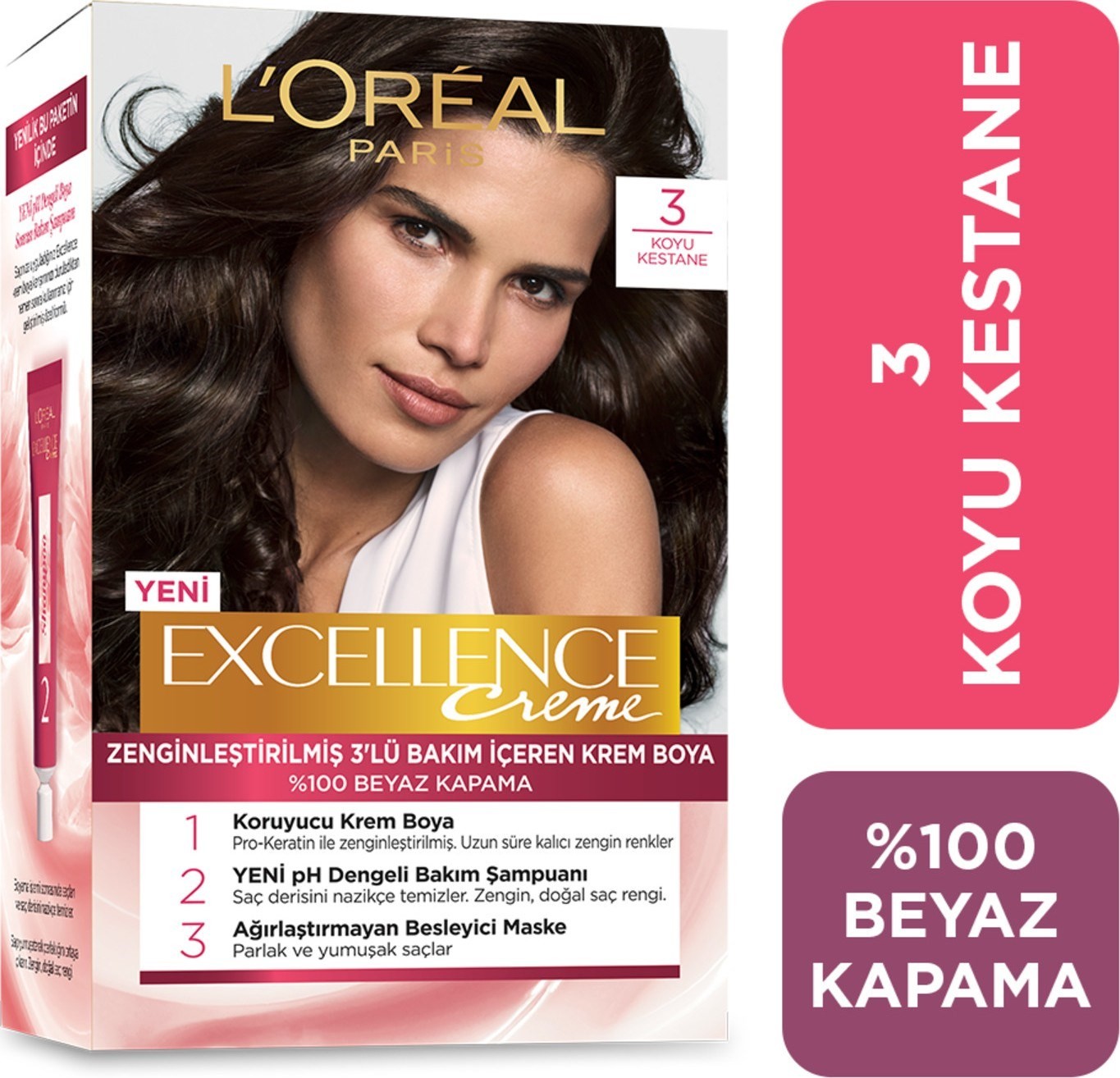 L'Oréal Paris Excellence Creme Saç Boyası 3 Koyu Kestane