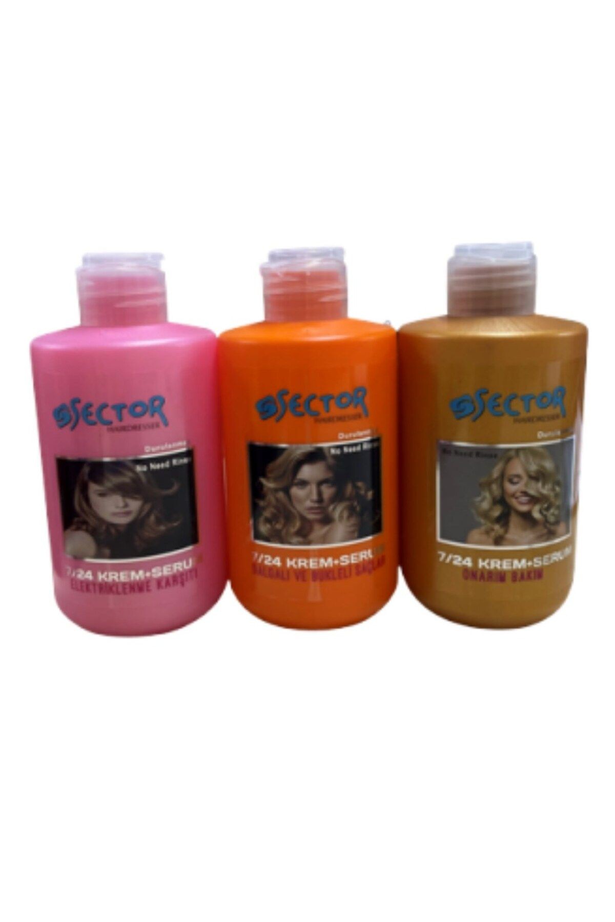 7/24 Şekillendirici Saç Kremi Turuncu + Onarıcı Bakım +Elektriklenme Karşıtı 300 Ml 3 lü Set