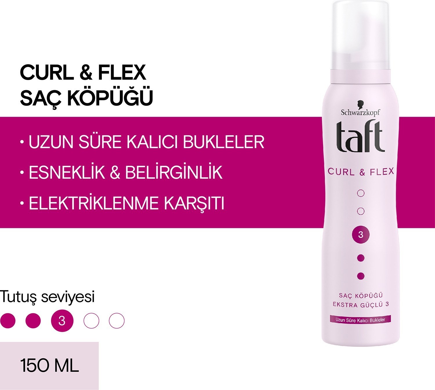 Taft Curl & Flex Köpük 150 Ml 1 Adet Şekillendirici Saç Köpüğü