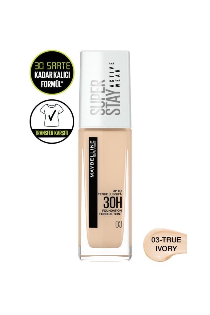 Maybelline New York Super Stay Active Wear 30H Fondöten 03 True Ivory