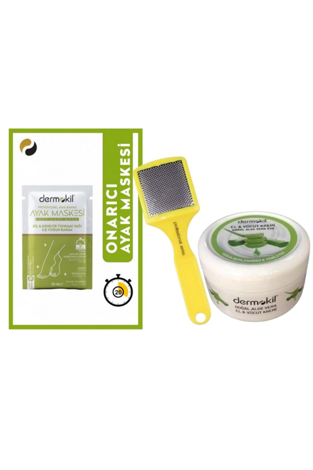 Kil & Kenevir Yağlı Ayak Maskesi 35 ML + Aloe Vera Özlü Nemlendirici Krem 220 ML + Plastik
