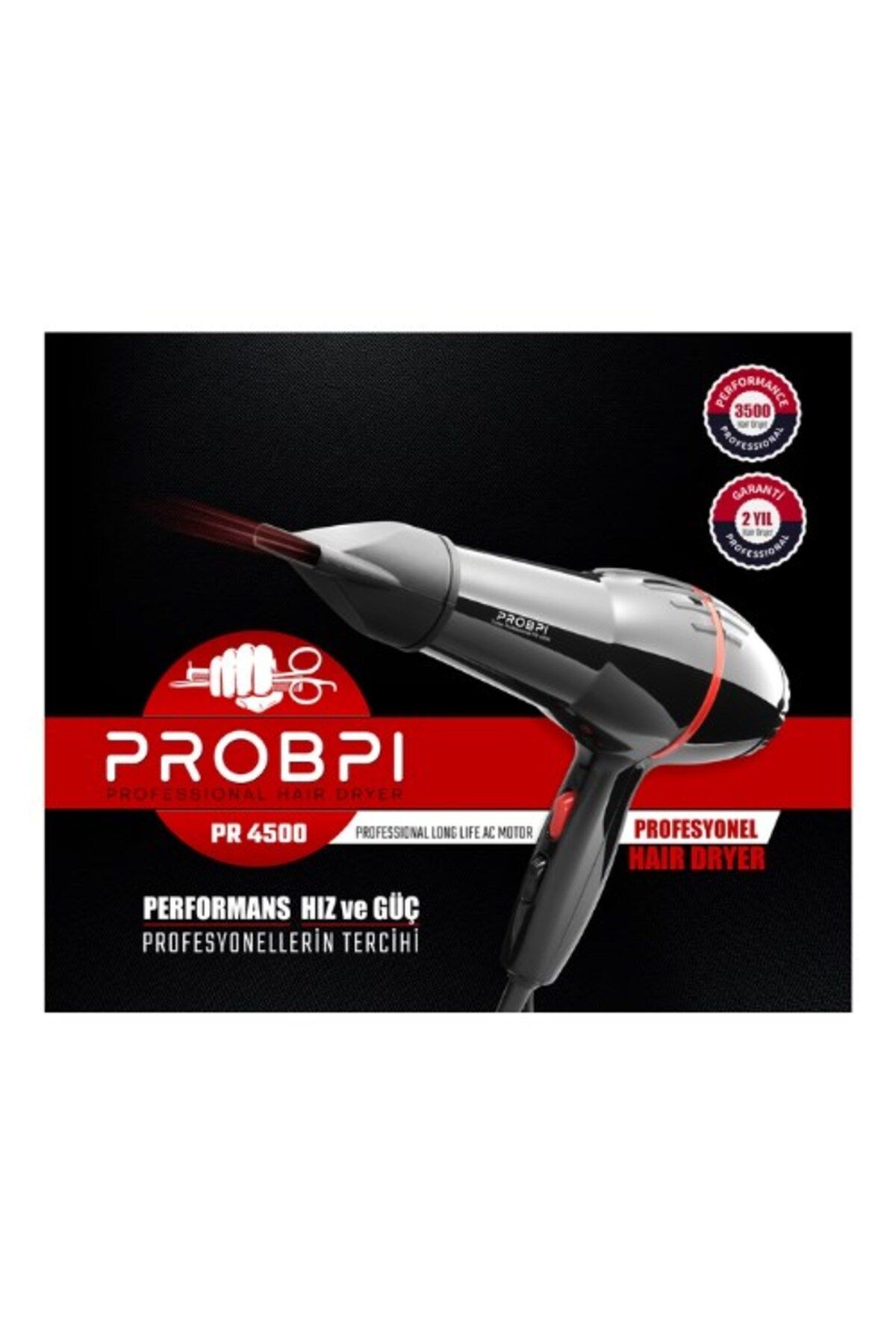 PR 4500 Profesyonel Siyah Saç Kurutma Fön Makinesi (8681612488022)