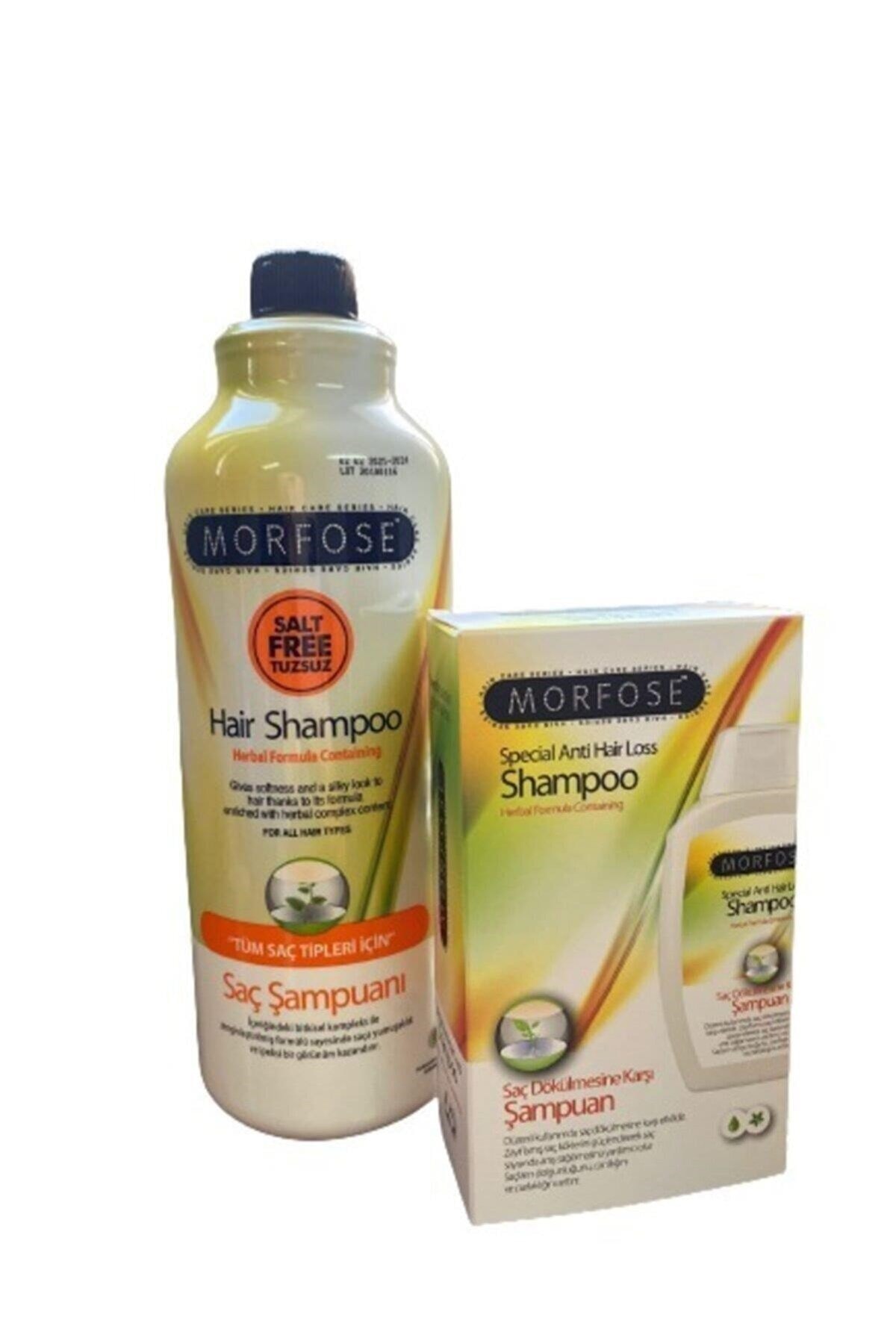 Morfose Pompalı 1000Ml Bitkisel Tuzsuz Şampuan Morfose Saç Dökülmesine Karşı Şampuan 300ml.