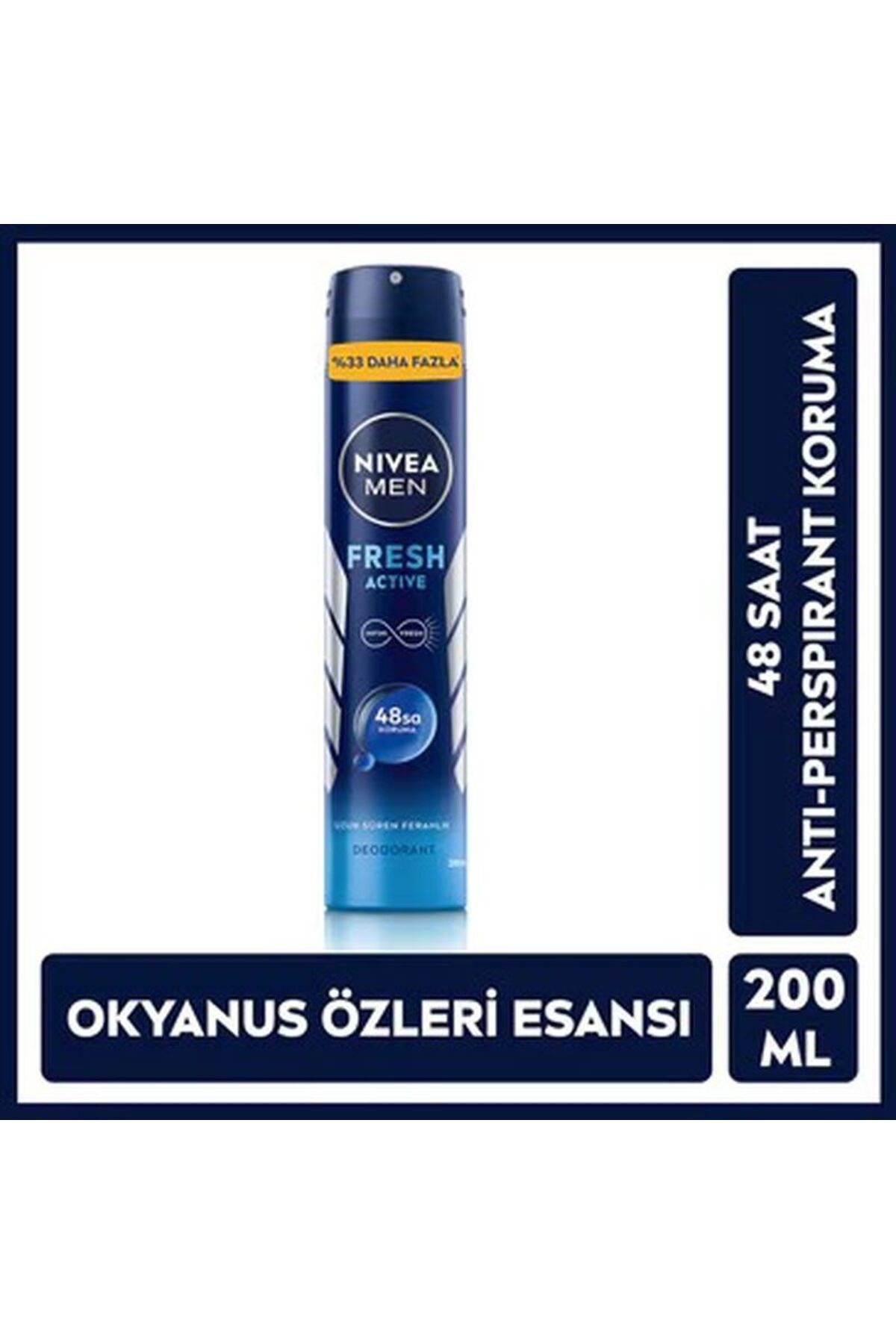 Nivea Men Erkek Sprey Deodorant Fresh Active 200 ml 48 Saat Deodorant Koruması