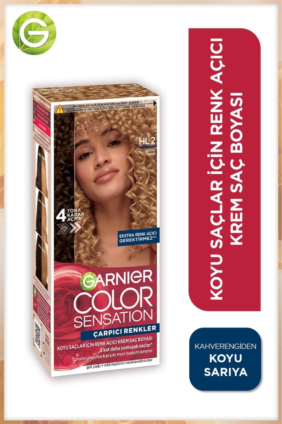 Garnier Çarpıcı Renkler HL2 Koyu Sarı Koyu Saçlar için Renk Açıcı Krem Saç Boyası