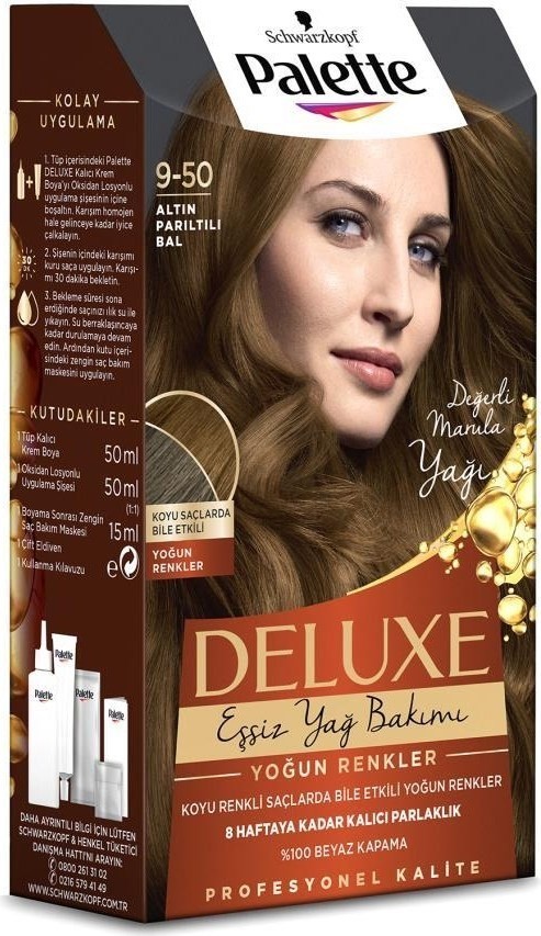 Palette Deluxe Yoğun Renkler 9-50 Altın Parıltılı Bal Saç Boyası