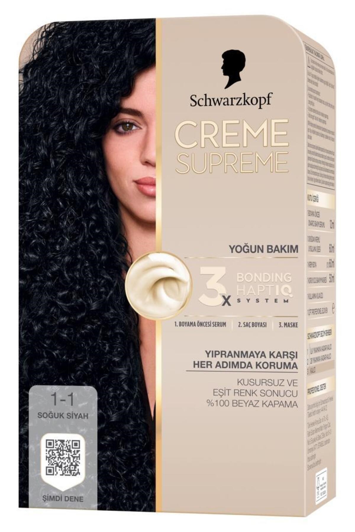 Schwarzkopf Creme Supreme Saç Boyası 1-1 Soğuk Siyah