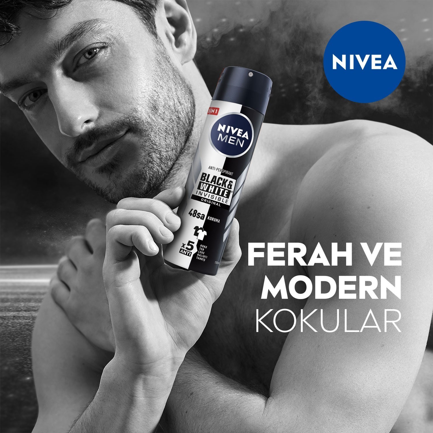  Nivea Men Erkek Sprey Deodorant Black&White Invisible Original Ter ve Ter Kokusuna Karşı 48 Saat An