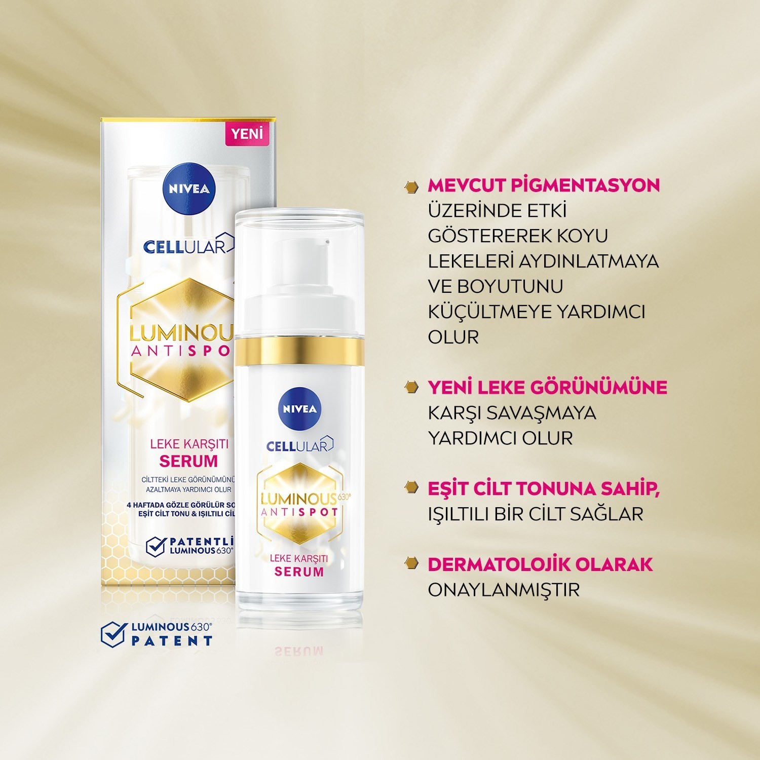 Nivea Luminous630 Leke Karşıtı Serum 30ml,Güneş, Hamilelik ve Ergenlik Lekeleri için Cilt Serumu, Eş