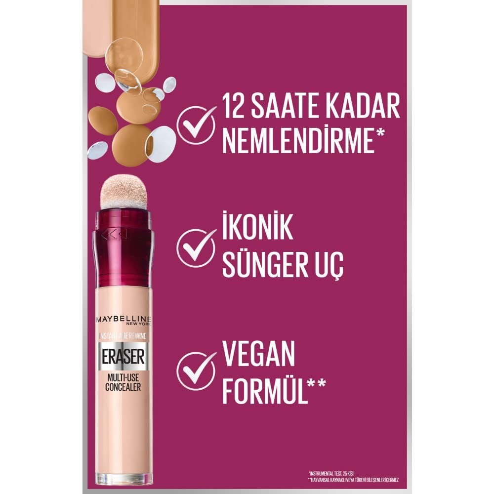 Maybelline New York Instant Anti Age Eraser Kapatıcı, 02 Nude, 6.8 ml