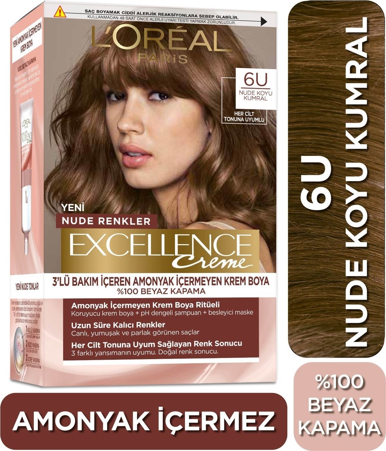 L’oréal Paris Excellence Creme Nude Renkler Saç Boyası – 6u Nude Koyu Kumral