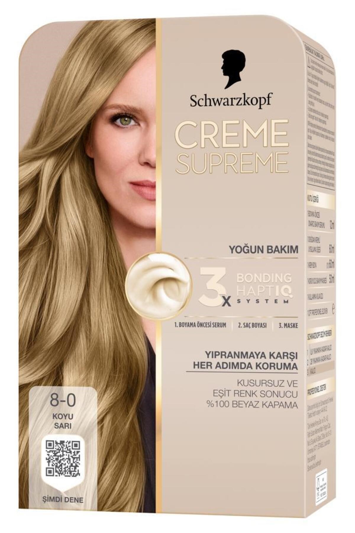 Schwarzkopf Creme Supreme Saç Boyası Full Kit 8-0 Koyu Sarı