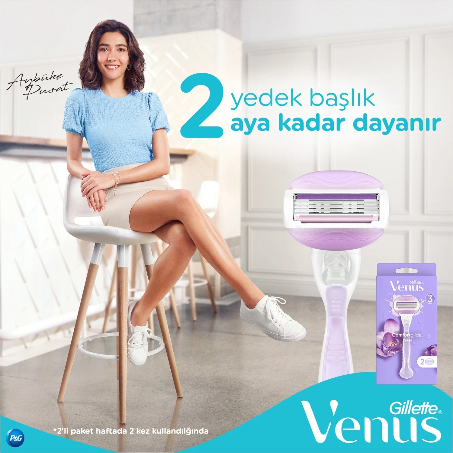 Gillette Venus Comfortglide Breeze Kadın Tıraş Makinesi + Yedek Tıraş Bıçağı 2'li