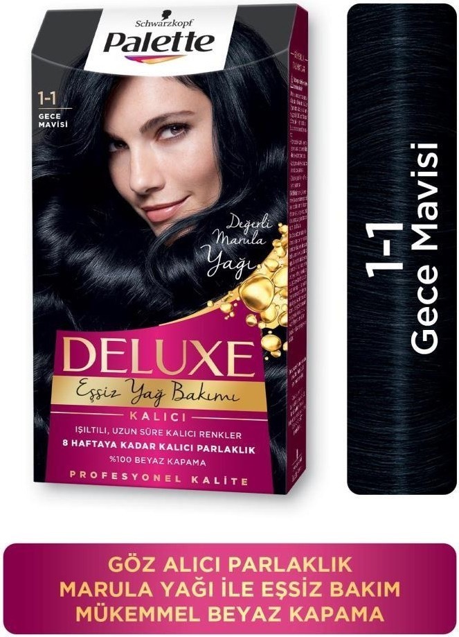 Palette Deluxe Kalıcı Renkler 1-1 Gece Mavisi Saç Boyası