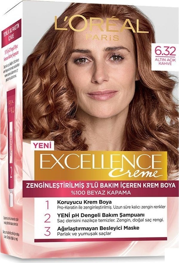 Loreal Paris Excellence Creme Saç Boyası 6.32 Altın Açık Kahve