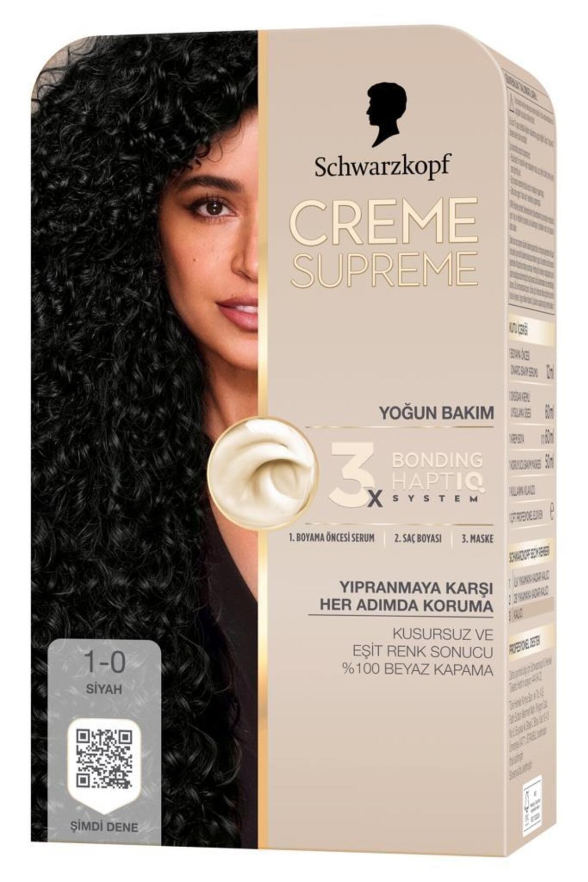 Schwarzkopf Creme Supreme Saç Boyası Full Kit 1-0 Siyah