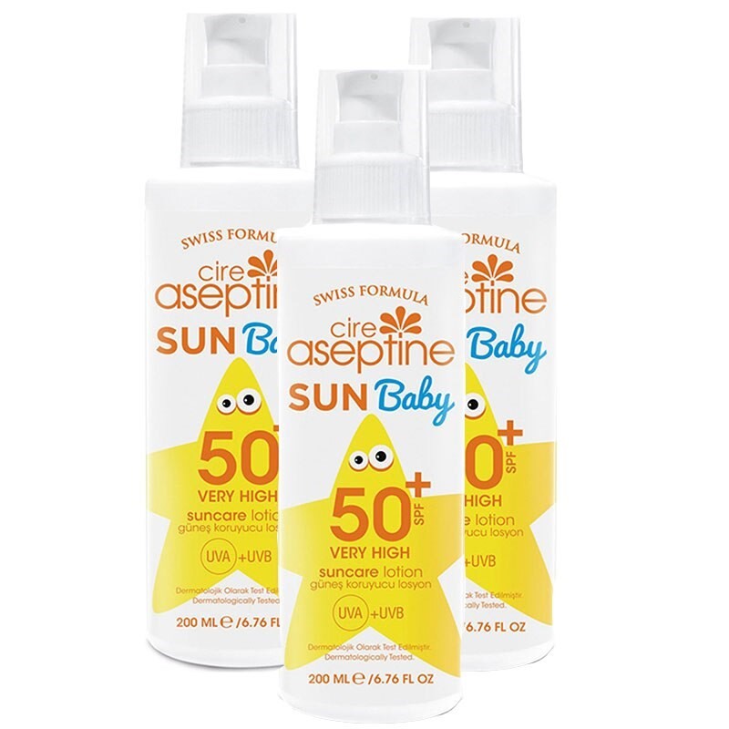 Cire Aseptine Sun Baby SPF 50+ Güneş Koruyucu Losyon 200 ml x 3 A