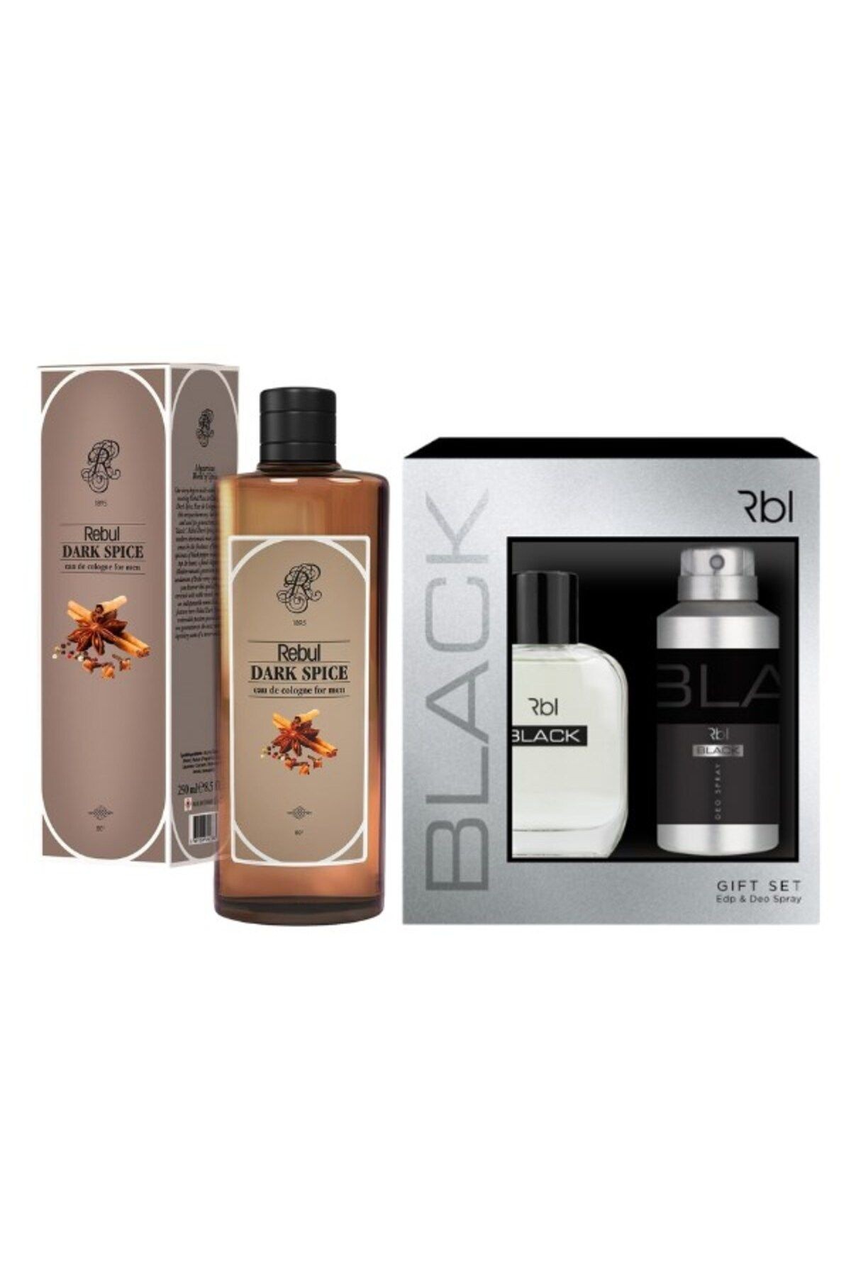 Black Set Parfüm 100 ml + Deodorant Spray 150 ml + Dark Spice Kolonya 250ML (Cam Şişe)