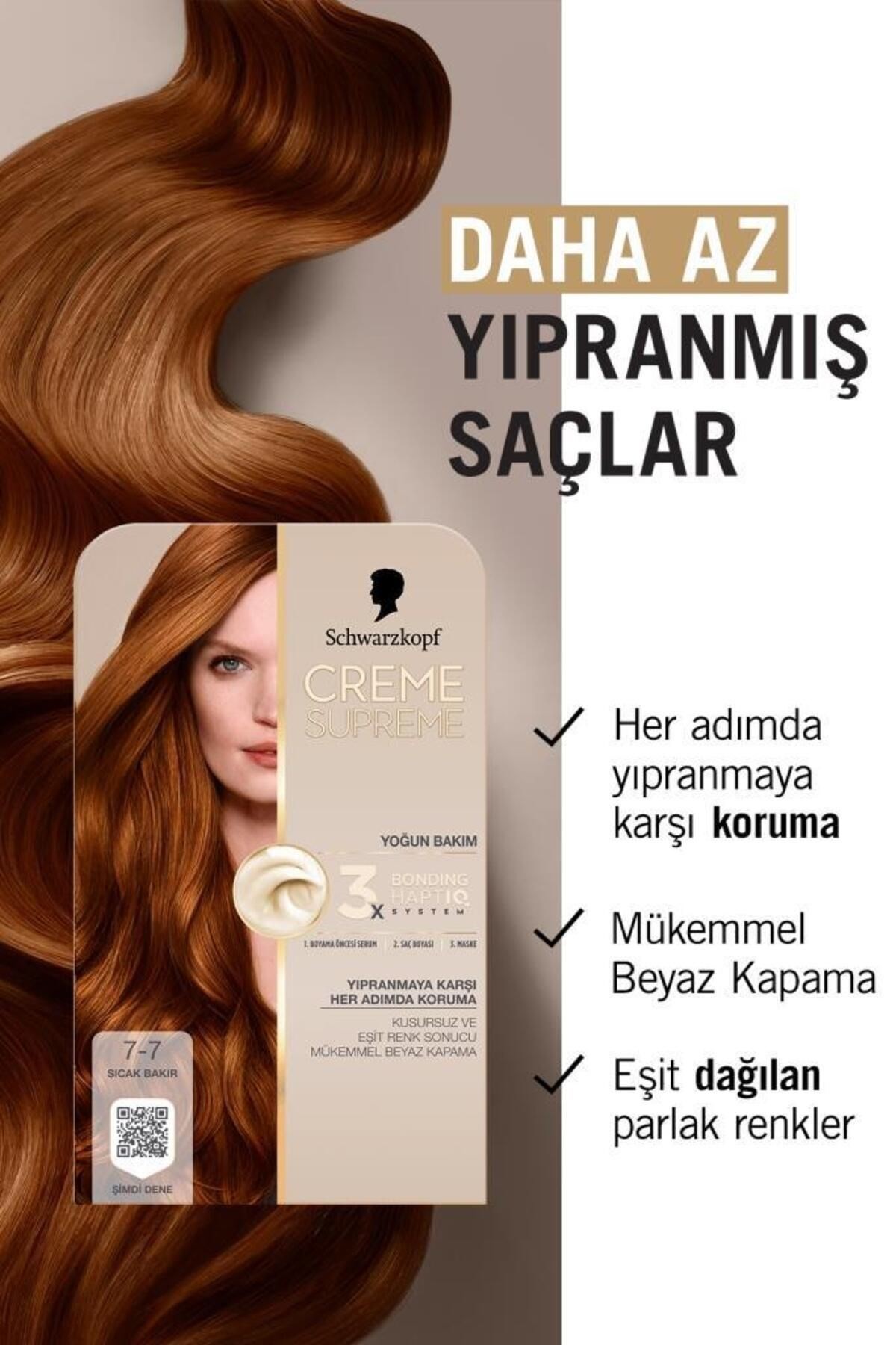 Schwarzkopf Creme Supreme Saç Boyası 7-7 Sıcak Bakır / Tek Ebat
