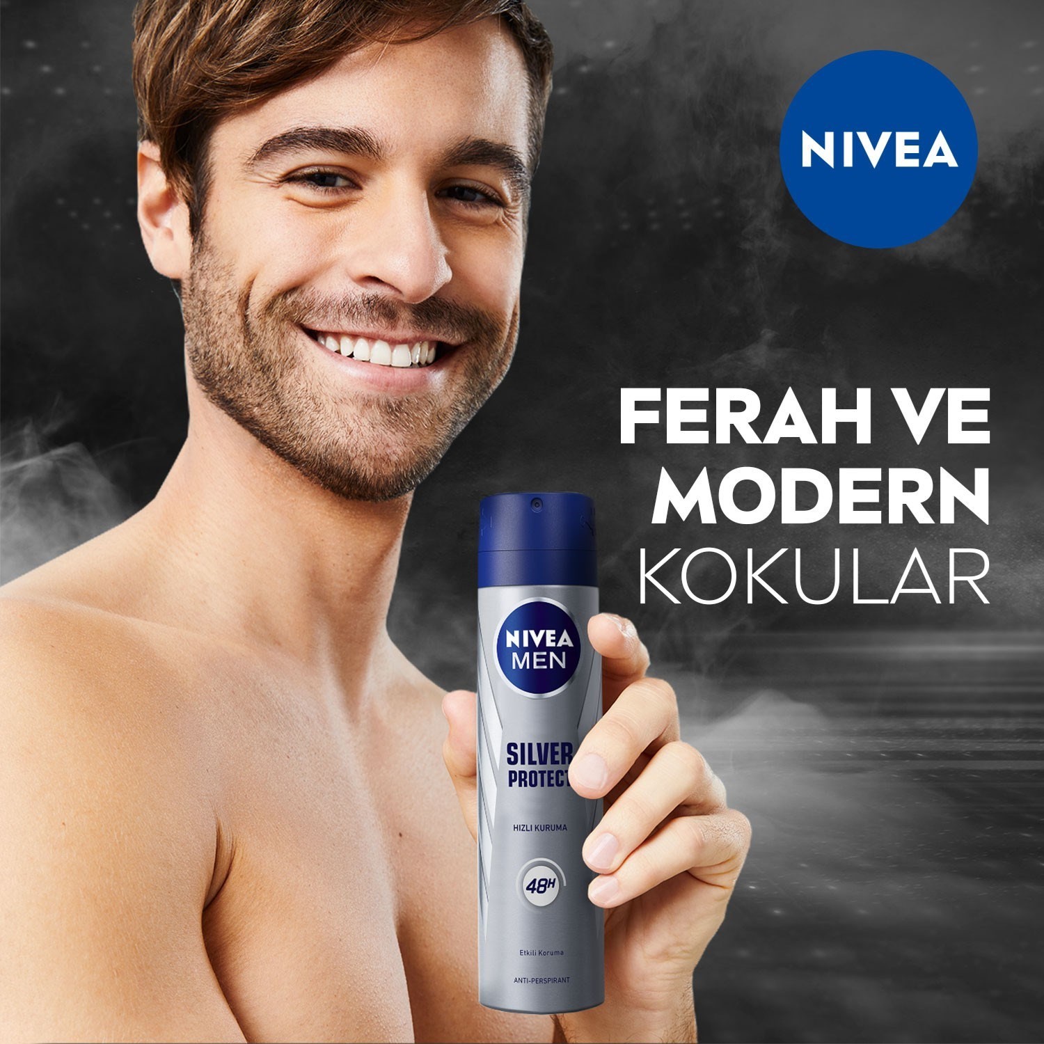 NIVEA Men Erkek Sprey Deodorant Silver Protect 150 ml, Ter ve Ter Kokusuna Karşı 48 Saat Anti-perspi