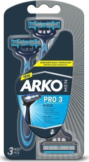 Arko Men T3 Pro 3 Bıçaklı Tıraş Bıçağı 3'lü & Cool Tıraş Köpüğü 200 ml Avantaj Paketi
