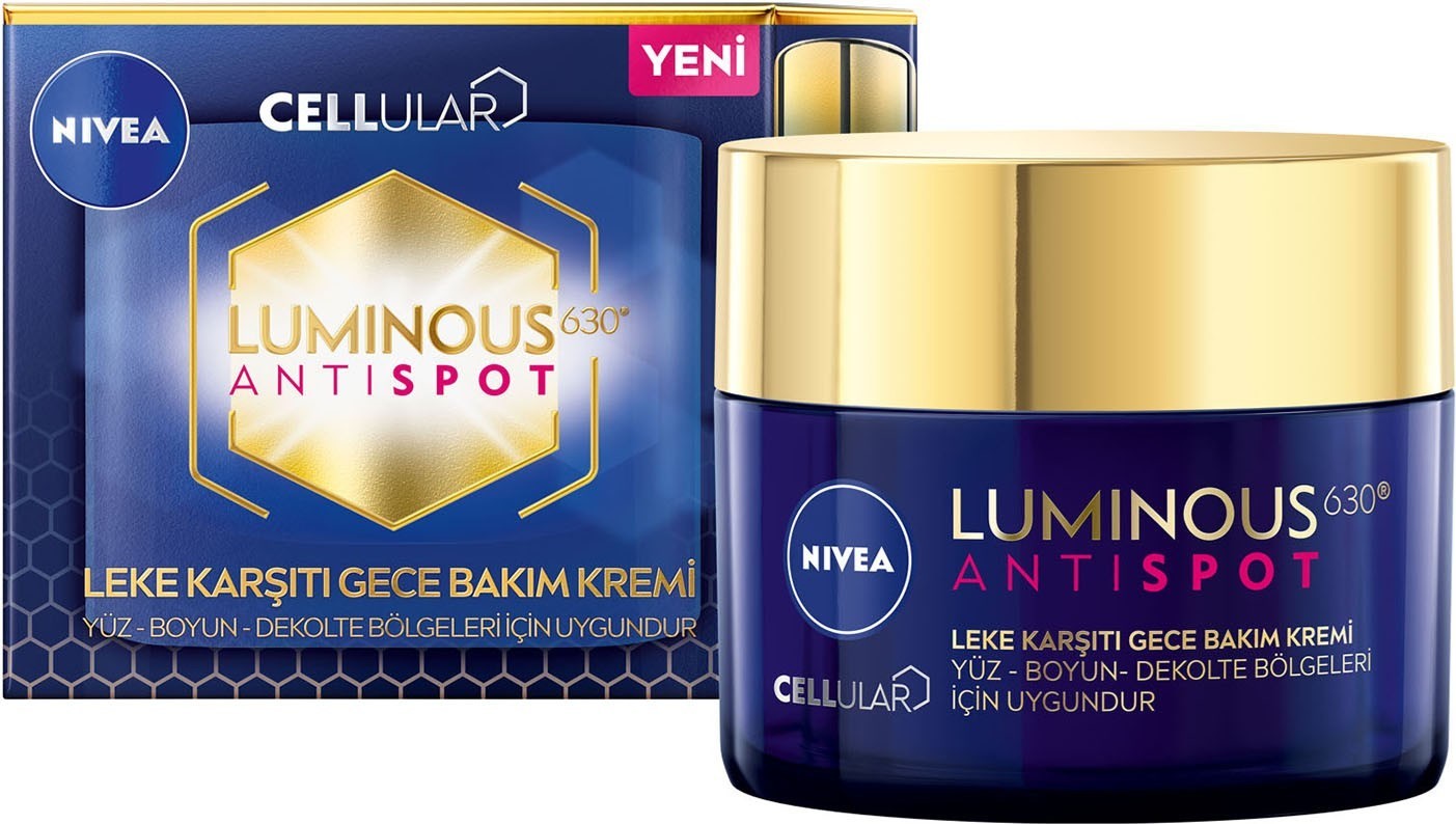 Nivea Luminous630 Leke Karşıtı Gece Yüz Bakım Kremi 50ml,Hyaluronik Asit, Tüm Cilt Tipleri