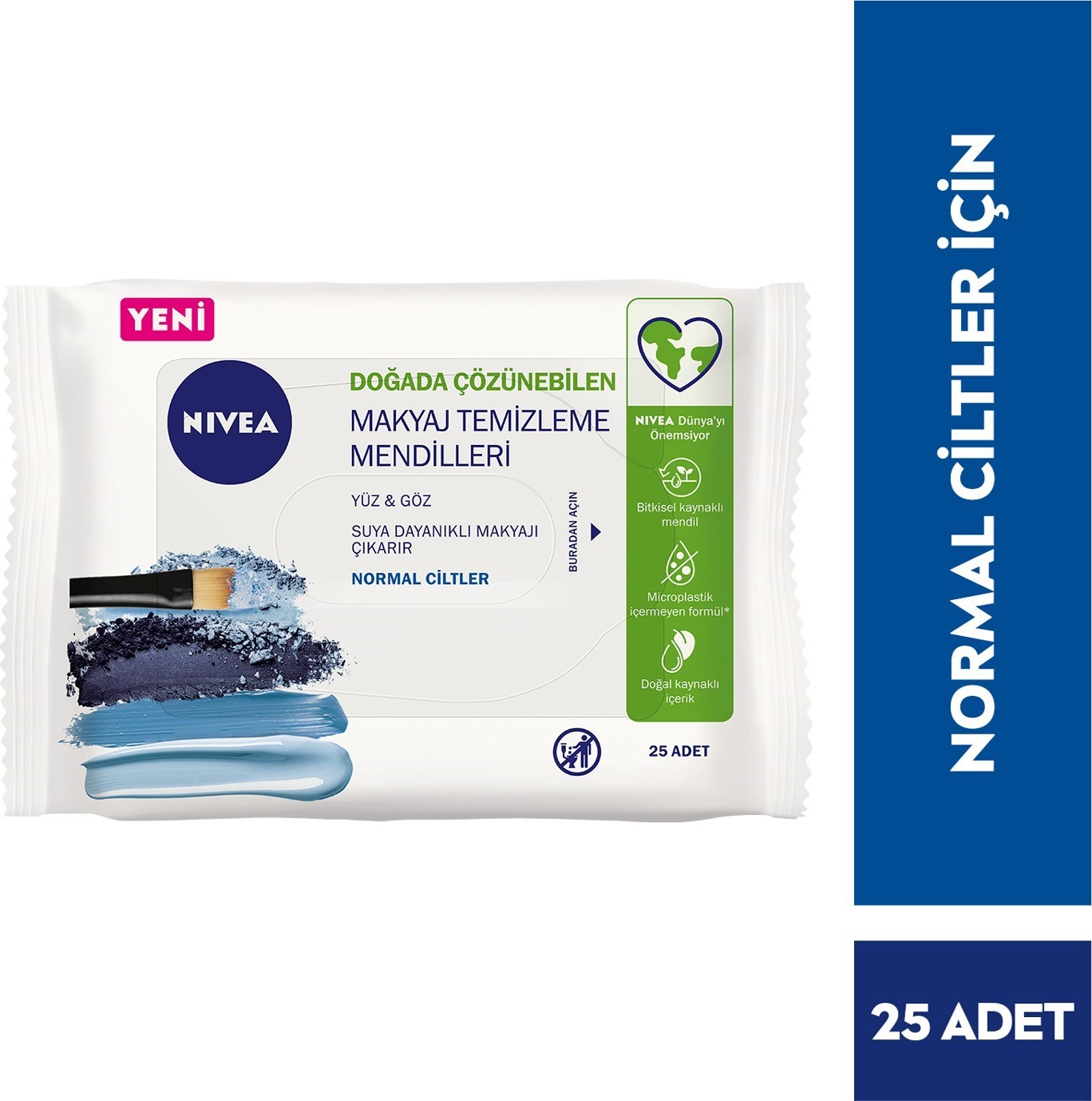 NIVEA 3'ü1 Arada Canlandırıcı Makyaj Temizleme Mendilleri (25Adet),Normal ve Karma Ciltler,Yüz ve Gö
