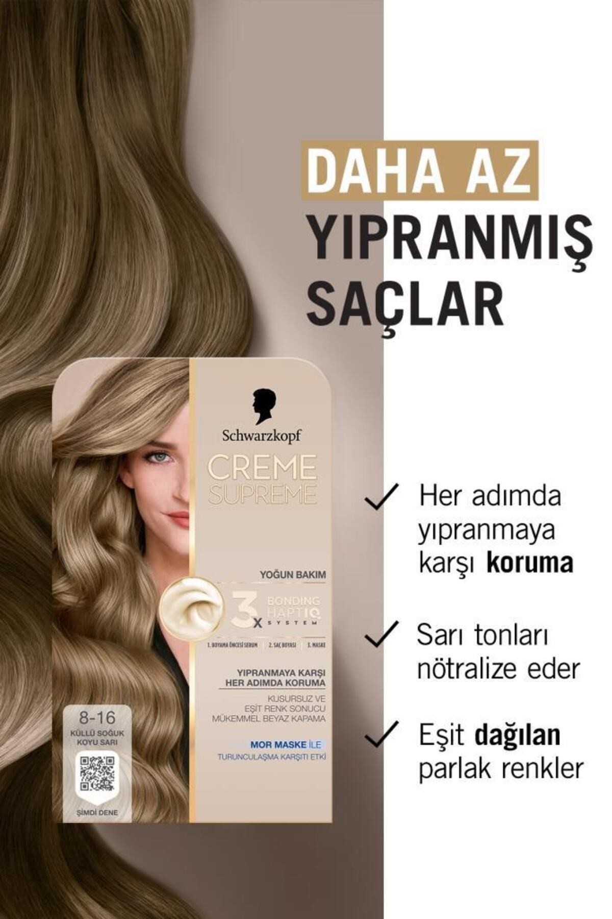 Schwarzkopf Creme Supreme Saç Boyası 8-16 Küllü Soğuk Koyu Sarı