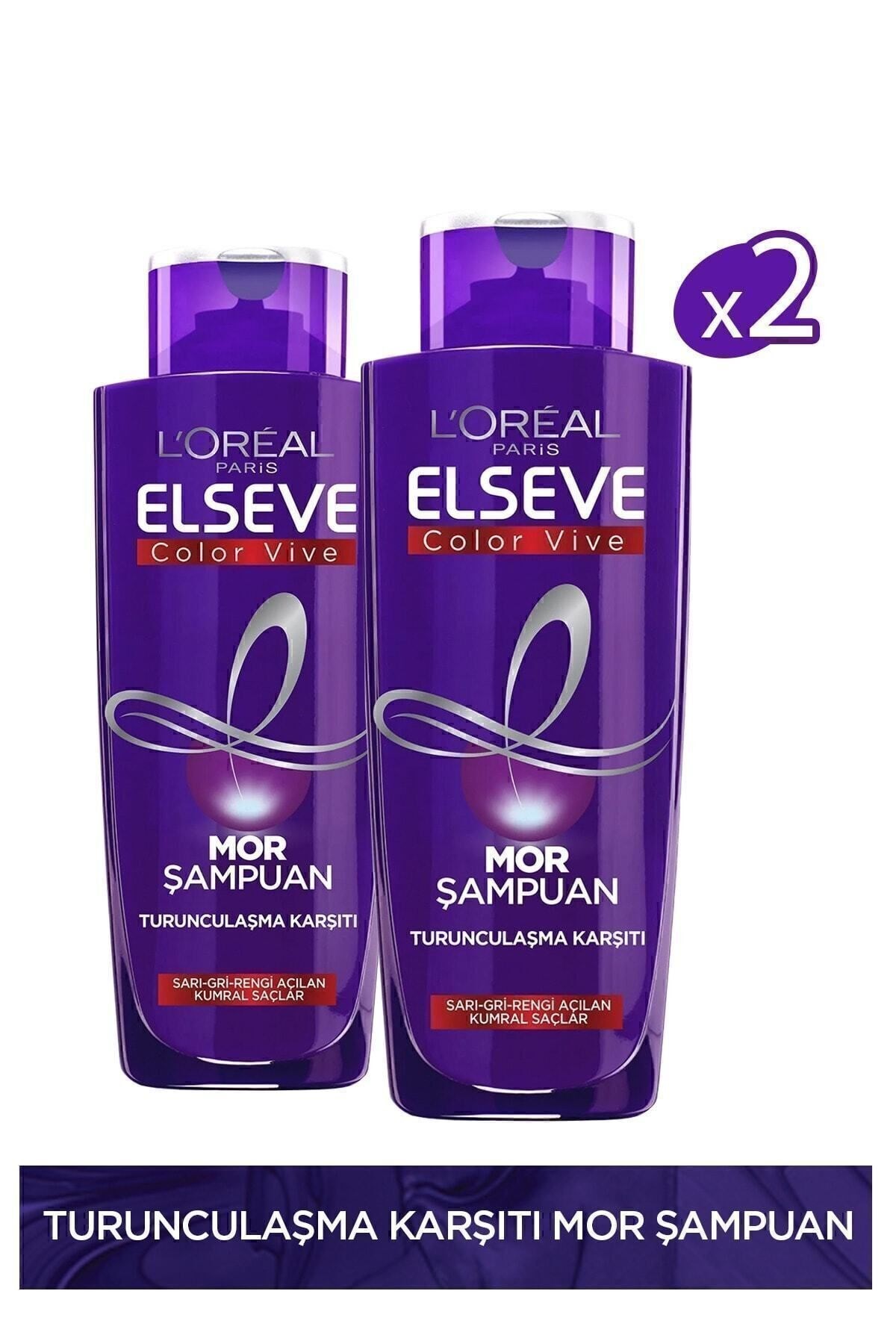 L'Oréal Paris Elseve Turunculaşma Karşıtı Mor Şampuan 200ml 2'li Set