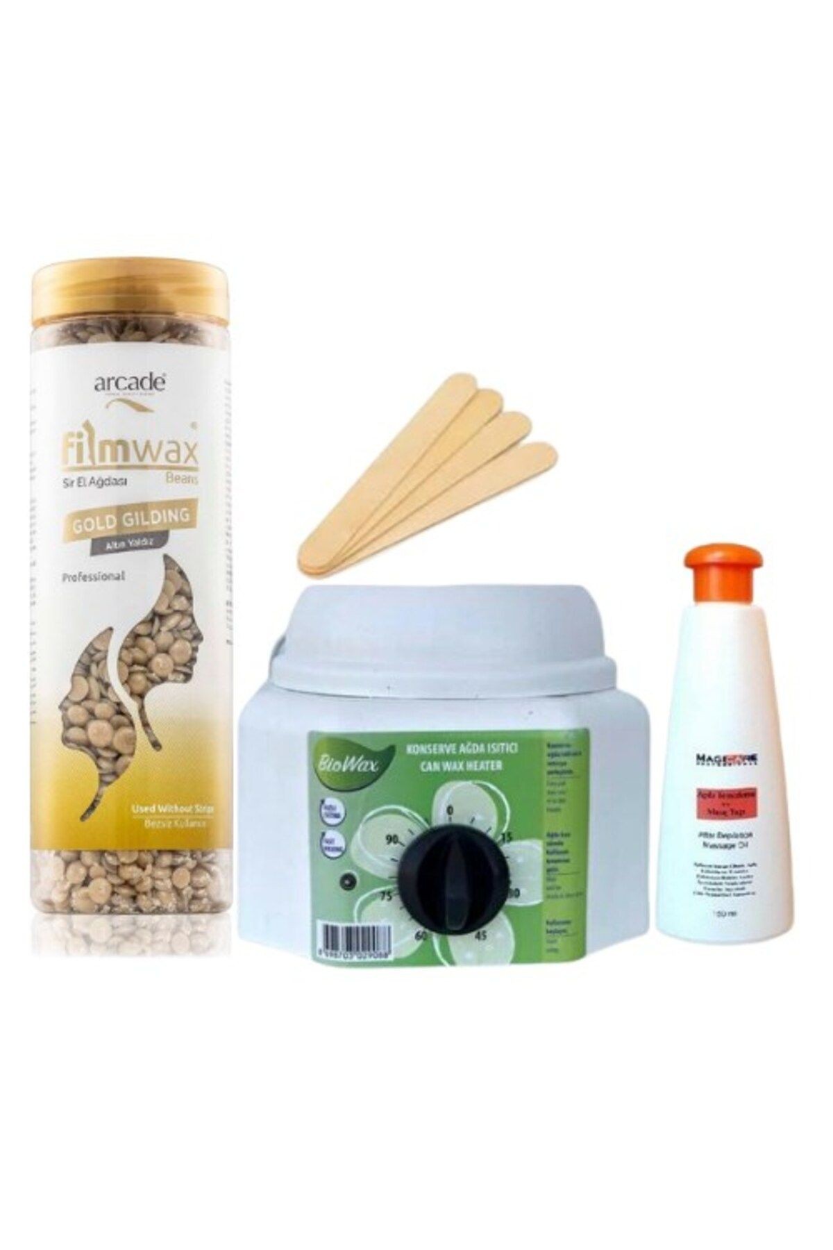 Filmwax Boncuklu Sir El Ağda 400 Gr Gold Gilding Altın Yıldız Ağda Isıtıcılı Set