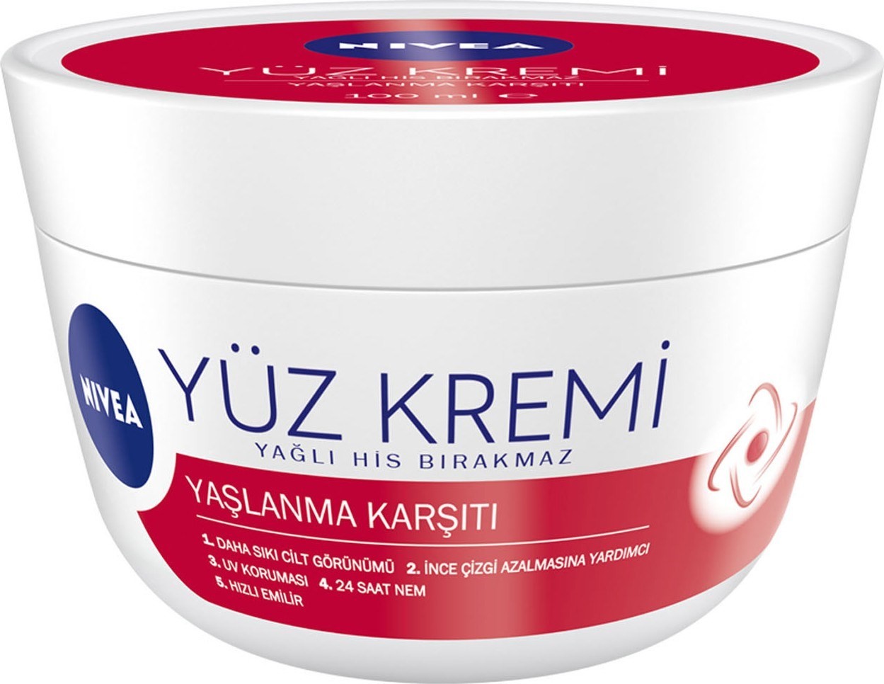 NIVEA Yaşlanma Karşıtı Yüz Kremi (100 ml), 24 Saat Nemlendirici Yüz Kremi