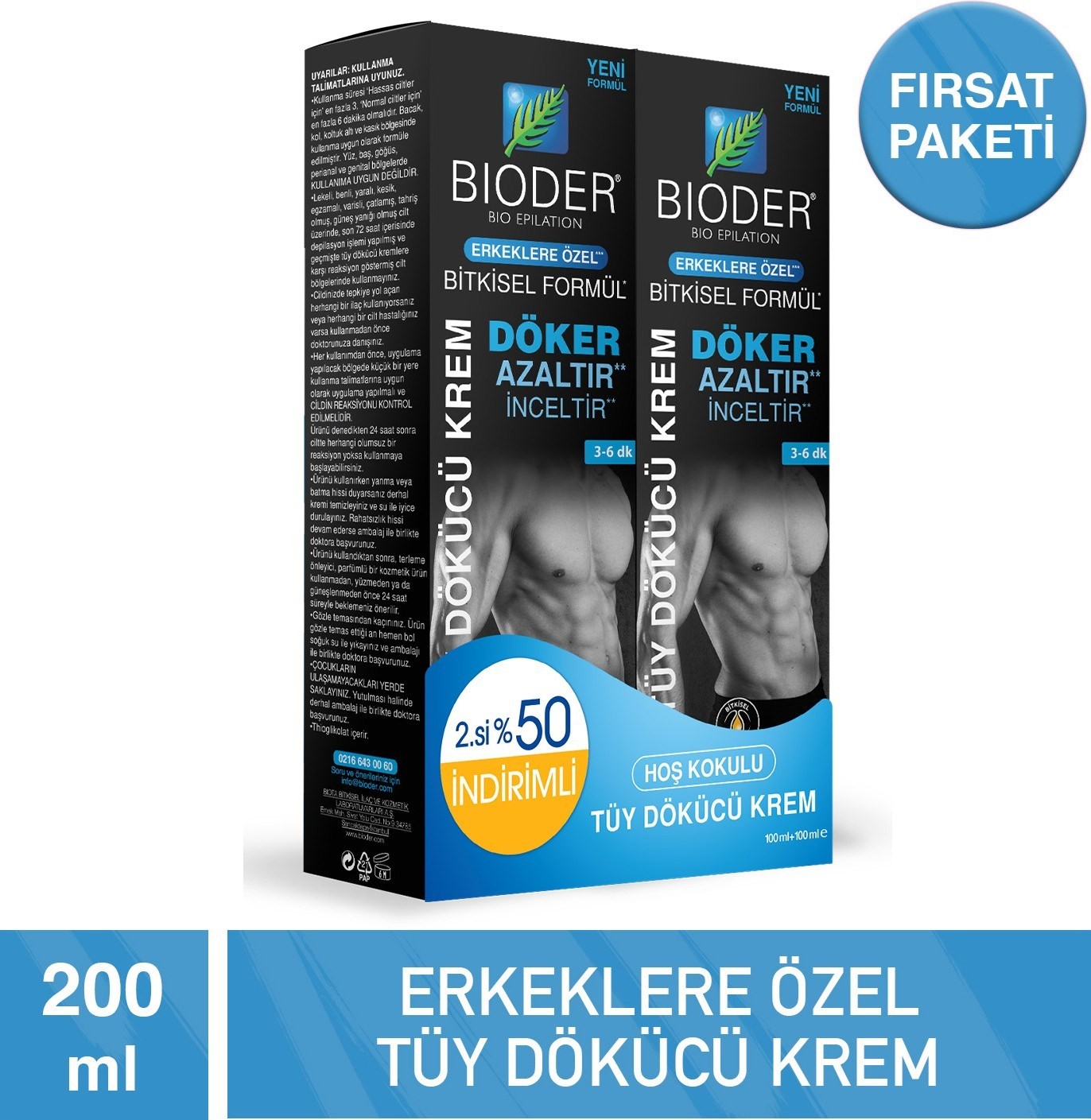 Bioder Erkeklere Özel Tüy Dökücü Krem 2X100ML