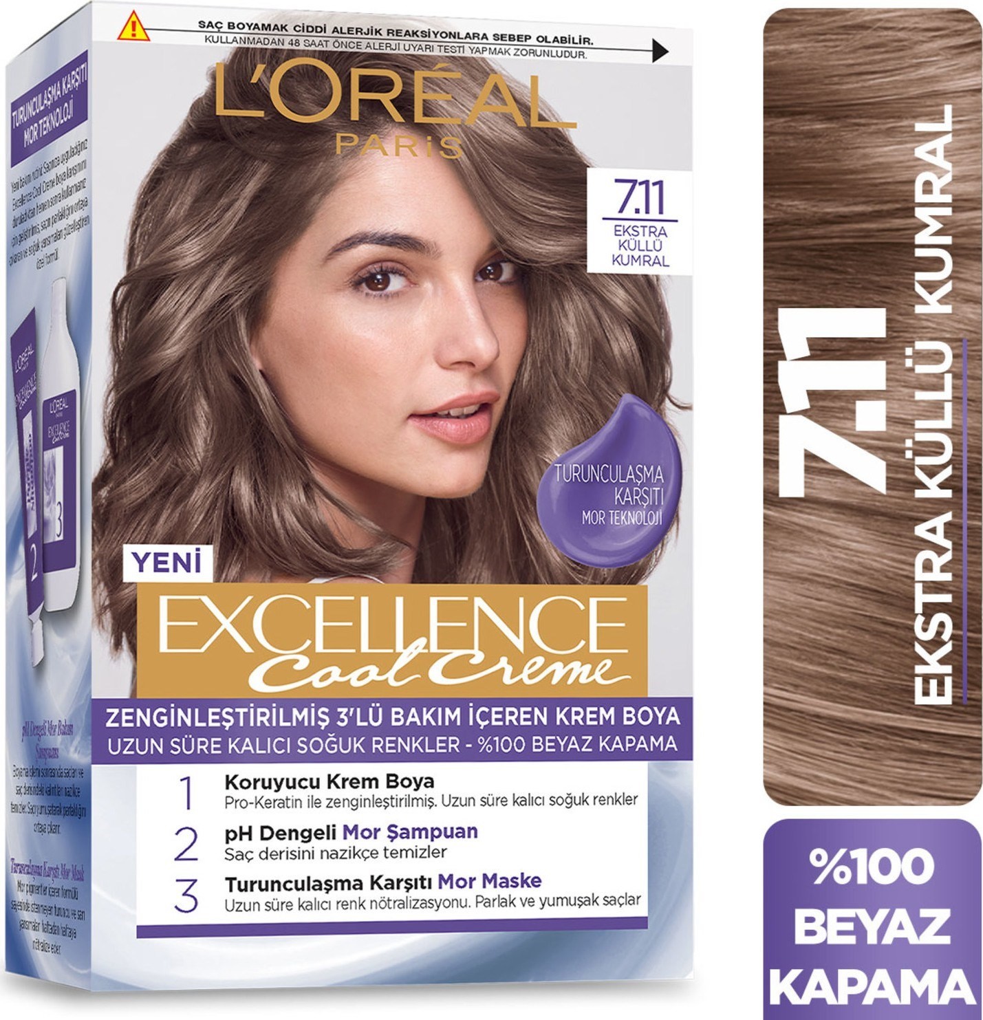 L’oréal Paris Excellence Cool Creme Saç Boyası – 7.11 Ekstra Küllü Kumral