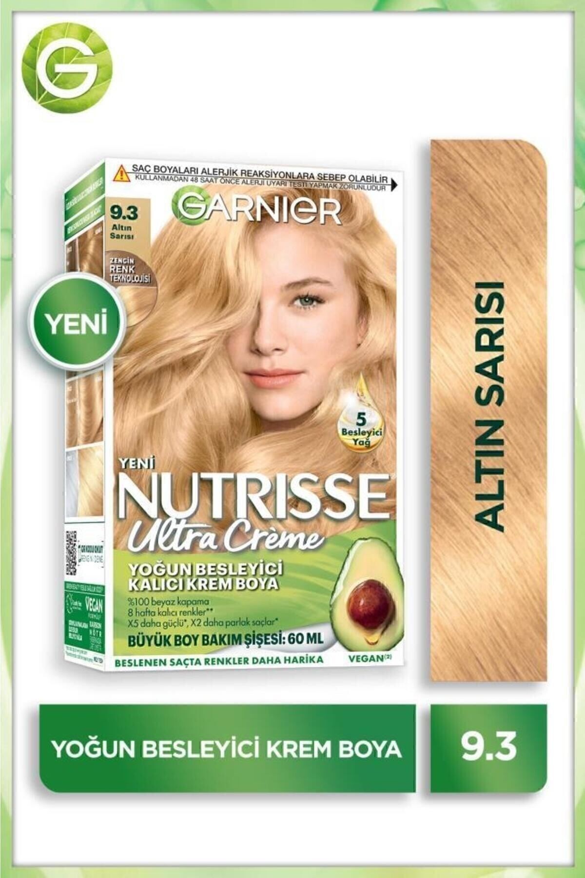 Garnier Nutrisse Yoğun Besleyici Kalıcı Krem Saç Boyası 9.3 Altın Sarısı