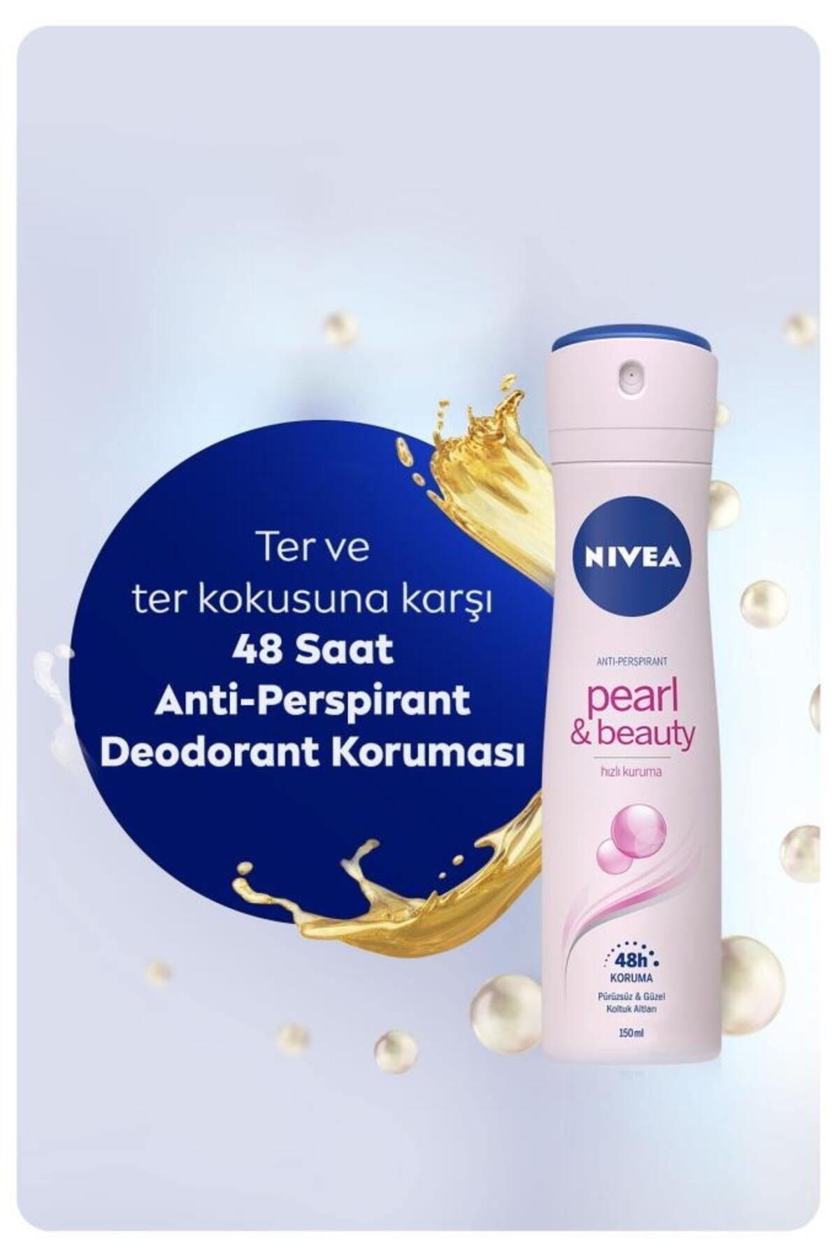 Nivea Kadın Sprey Deodorant Pearl&Beauty 150ml, Ter Kokusuna Karşı 48 Saat Koruma