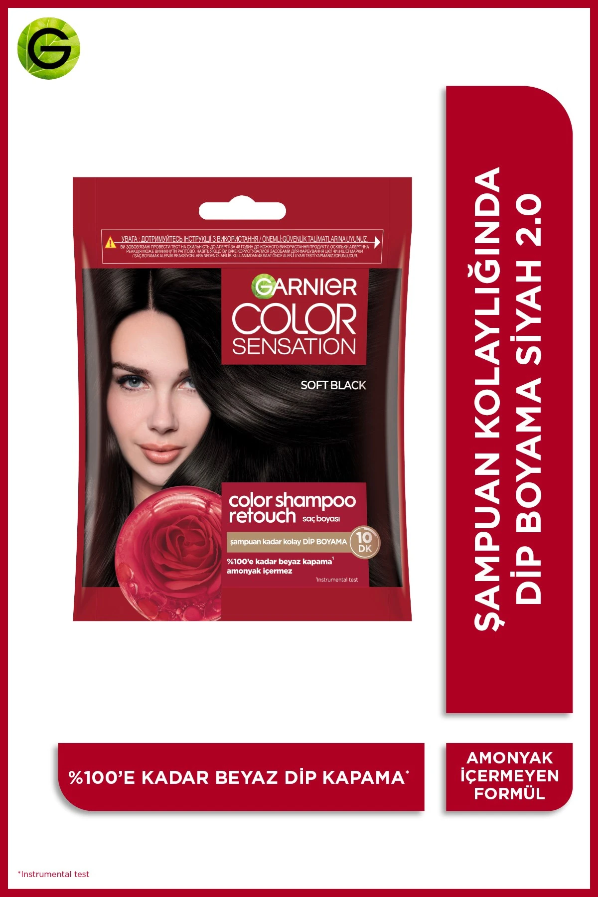 Garnier Color Shampoo Retouch Şampuan Kolaylığında Dip Boyası, Siyah 2.0