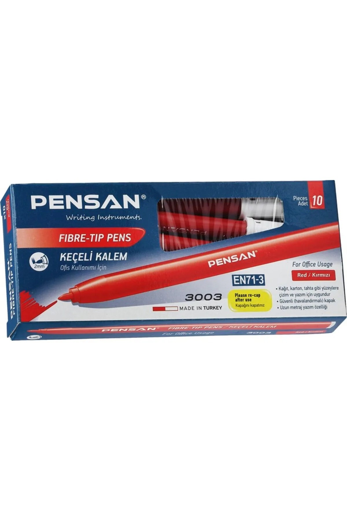Pensan Ofis Tipi Keçeli Kalemi 1 Adet Kırmızı-3003